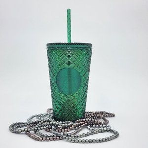 NEW! Starbucks Tumbler Emerald Green Jeweled Cold Venti 16oz Cup, 2022